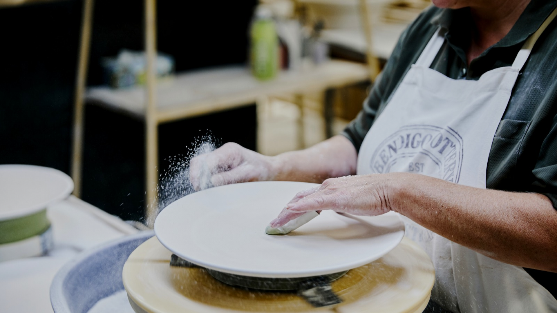 Every piece made at Bendigo Pottery is hand fettled by Deb 