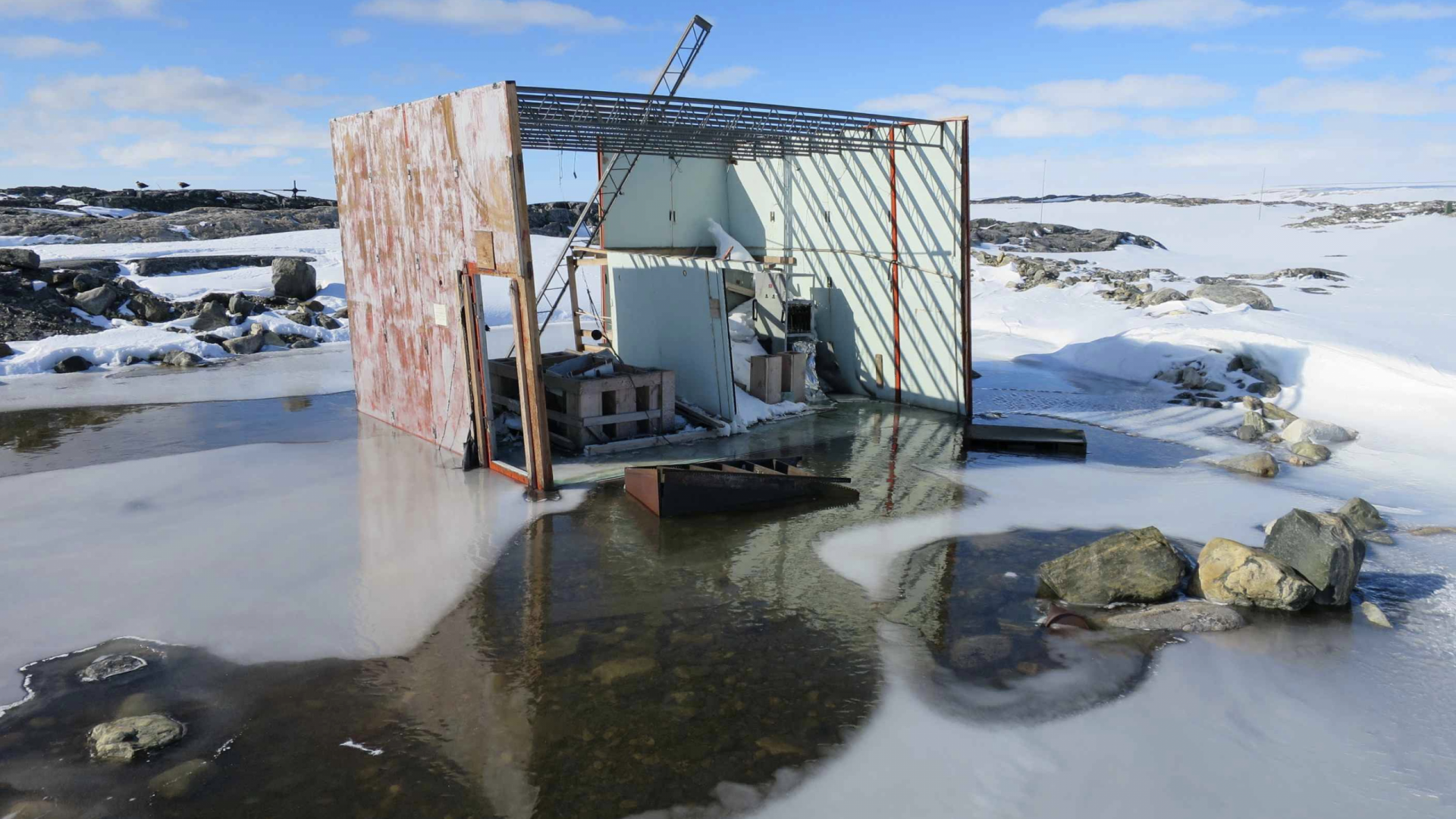 View of an architectural installation in Antarctica